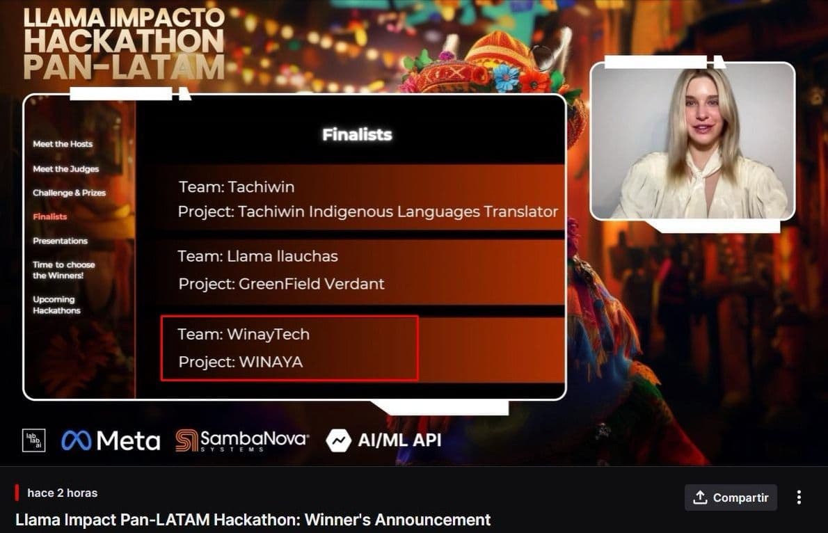 lablab.ai — WINAYA, team WinayTech, Llama Impact Pan-LATAM Hackathon